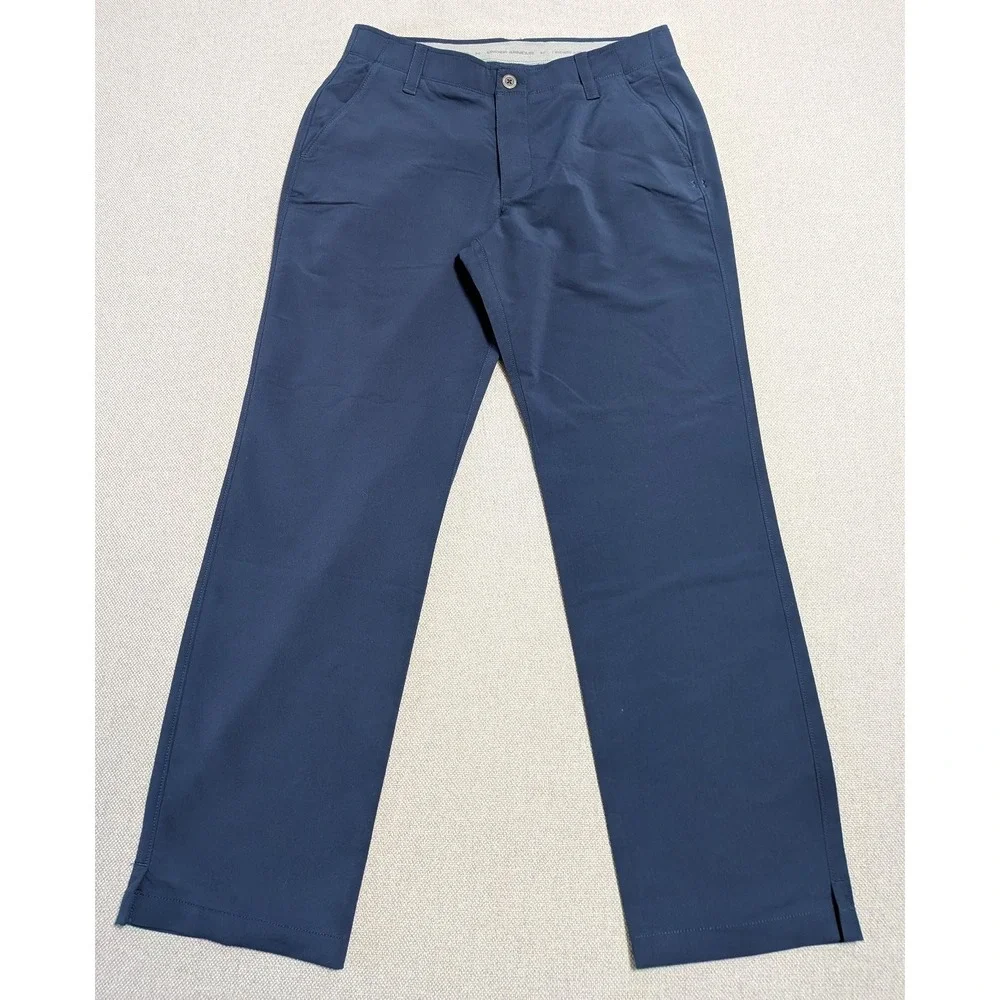 Under Armour Men's Navy Blue 34x30 Match Play Flat Front Golf Pants Stretch